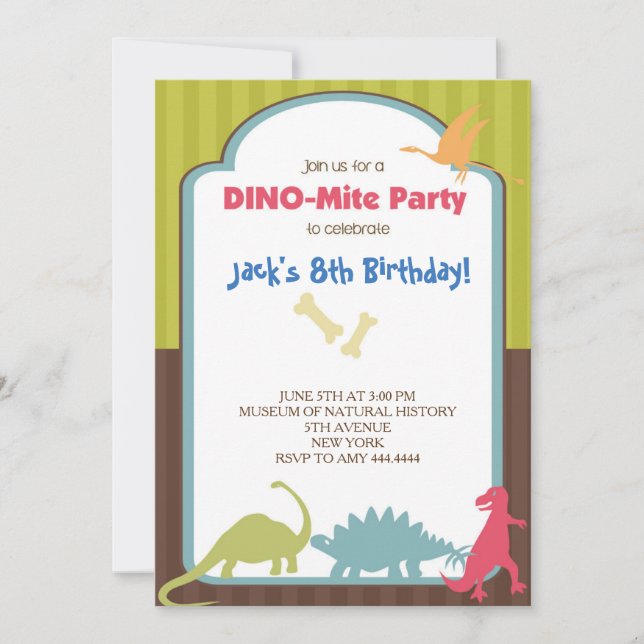 Dinosaur Geburtstagsparty Einladungen (Vorderseite)