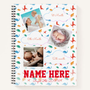 Dinosaur Geburtstagsparty Milestone Gästebuch Notizbuch