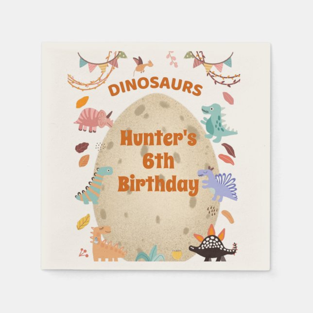 Dinosaur Geburtstagsparty mit Rieseneier Serviette (Vorderseite)