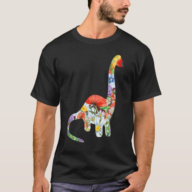 Dinosaur geformt floral Graphic Blume Muster Dino T-Shirt (Vorderseite)