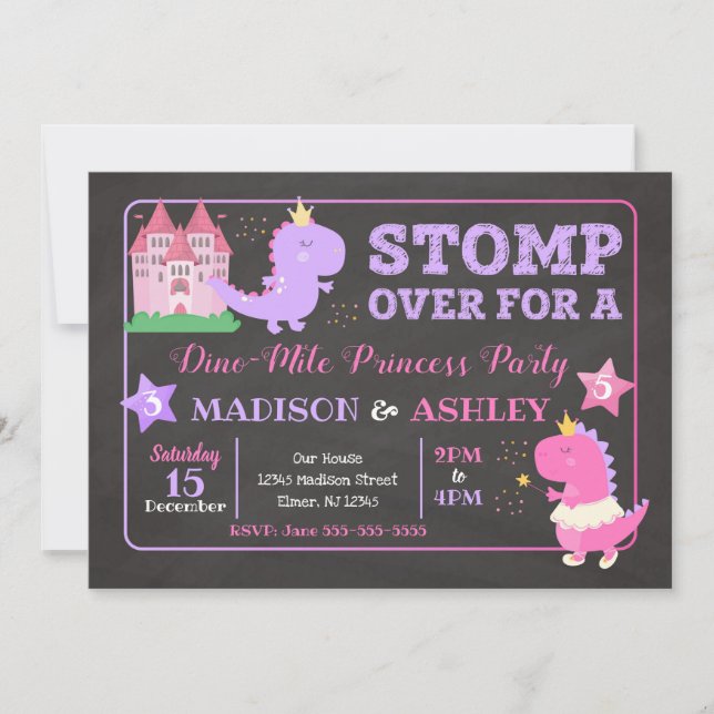 Dinosaur Gemeinsame Einladung zum Geburtstag von M (Vorderseite)