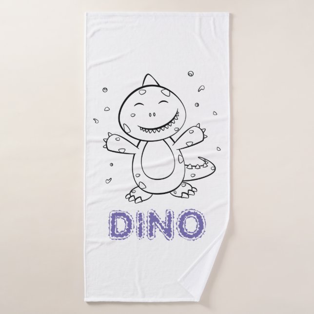 Dinosaur - Gestempeltes Kunsttier in Schwarz und W Badehandtuch (Badehandtuch)