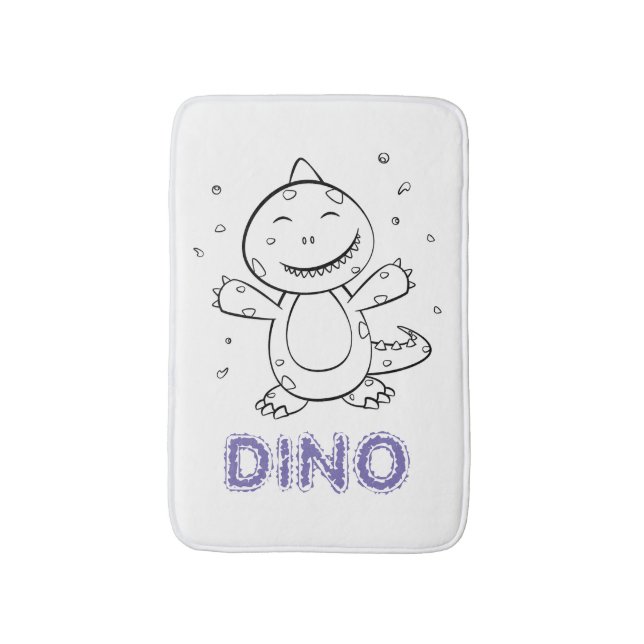 Dinosaur - Gestempeltes Kunsttier in Schwarz und W Badematte (Vorderseite Vertikal)