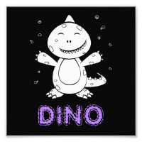 Dinosaur - Gestempeltes Kunsttier in Schwarz und W
