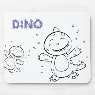 Dinosaur - Gestempeltes Kunsttier in Schwarz und W Mousepad
