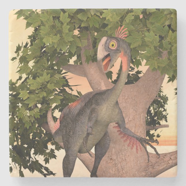 Dinosaur Gigantoraptor Steinuntersetzer (Vorderseite)