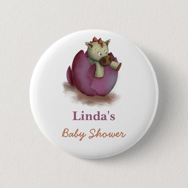 Dinosaur Girl Baby Shower Button (Vorderseite)