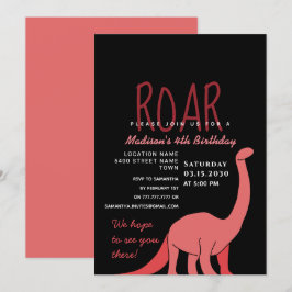 Dinosaur Girl Birthday Einladung