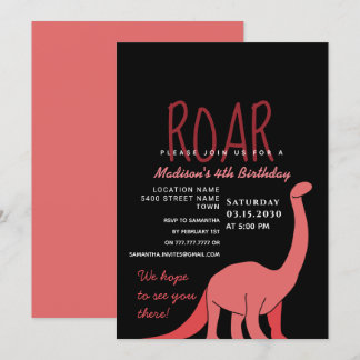 Dinosaur Girl Birthday Einladung