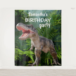 Dinosaur Girl BIRTHDAY Hintergrund Wandteppich