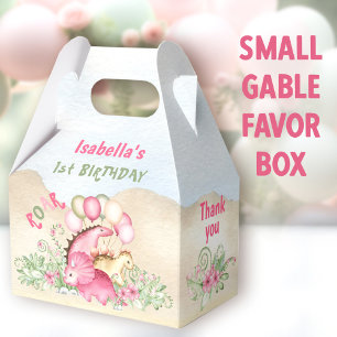 Dinosaur Girl Pastel Pink Green 1. Geburtstag Geschenkschachtel