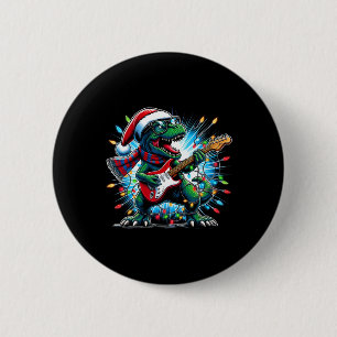 Dinosaur Gitarre Spieler Xmas Lustiger Trex Dinosa Button