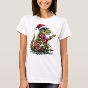 Dinosaur-Gitarrenspieler Weihnachten T-Shirt