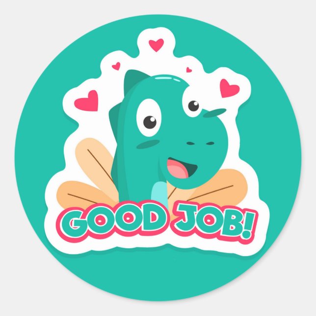 Dinosaur Good Job Sticker (Vorderseite)