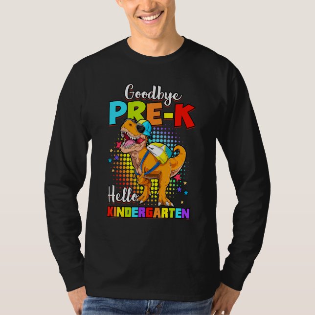 Dinosaur Goodbye Preschool Abschluss Hallo Kinder T-Shirt (Vorderseite)
