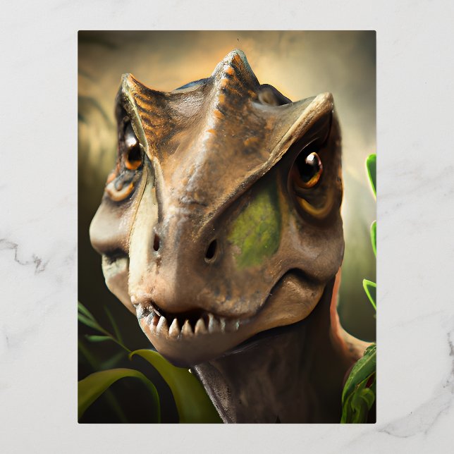 Dinosaur Graphic Folien Feiertagspostkarte (Vorderseite)