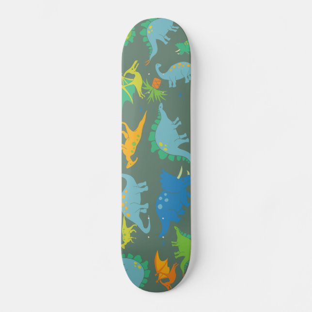 Dinosaur Green Blue Dino Boys Playful Skateboard (Vorderseite)