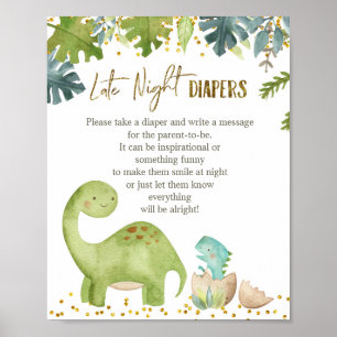 Dinosaur Green couches tard la nuit jeu poster