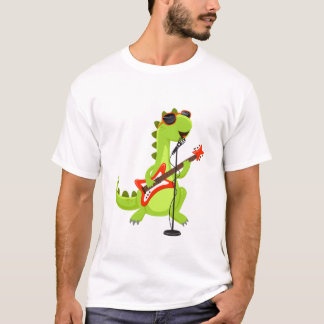 Dinosaur Guitar Player Xmas Sonntag T-Shirt