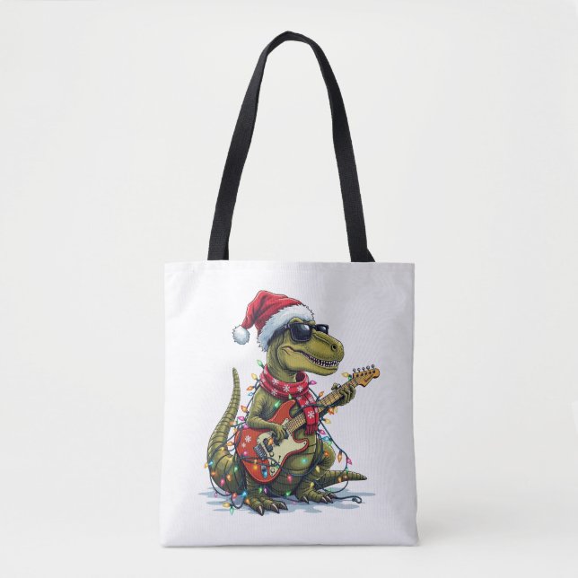Dinosaur Guitar Player Xmas Tasche (Vorderseite)