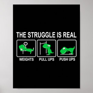 Dinosaur-Gym Dino-Workout Spaß Strongman Der Kampf Poster