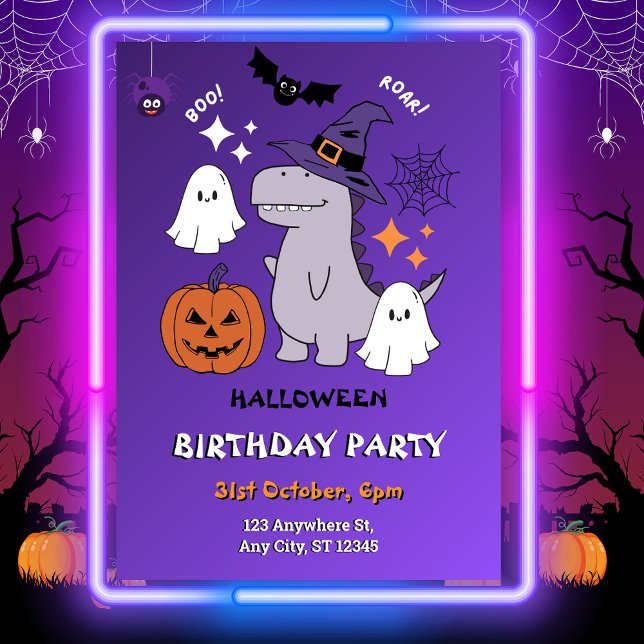 Dinosaur Halloween Anniversaire Enfants Invitation (Créateur téléchargé)