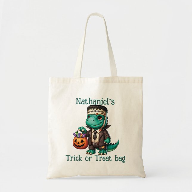 Dinosaur Halloween Trick ou Sac fourre-tout de tra (Devant)