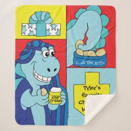 Dinosaur Hanukkah Sherpa Blanket/Mittel Sherpadecke