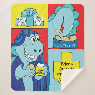 Dinosaur Hanukkah Sherpa Blanket/Mittel Sherpadecke