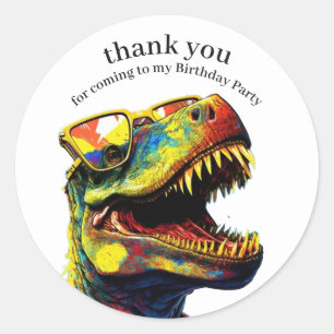 Dinosaur Happy Birthday Danke White Runder Aufkleber