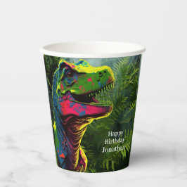 Dinosaur Happy Birthday Jungle Pink Paper Cups Pappbecher