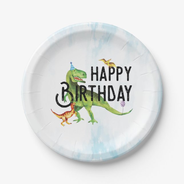 Dinosaur Happy Birthday Paper Tellers Pappteller (Vorderseite)