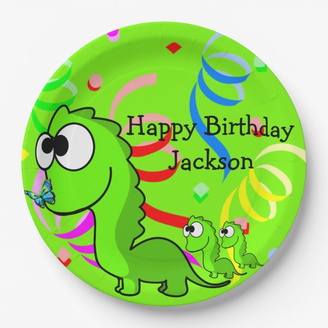 Dinosaur Happy Birthday Paper Tellers Pappteller (Vorderseite)