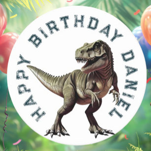 Dinosaur HAPPY BIRTHDAY T=REX Runder Pappuntersetzer