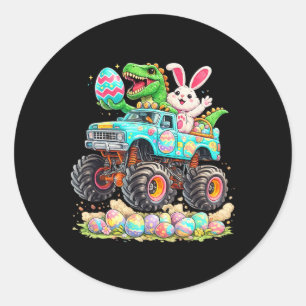 Dinosaur-Hase mit LKW Ostern Lustige Eierjagd Ki Runder Aufkleber