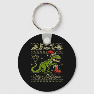Dinosaur hässlicher Weihnachtspullover - Lustiges  Schlüsselanhänger