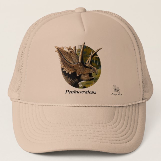 Dinosaur Hat Pentaceratops Portrait Gregory Paul Truckerkappe (Vorderseite)