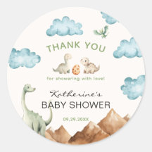 Dinosaur Hatching Bald Baby Dusche Vielen Dank