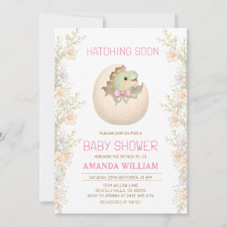 Dinosaur Hatching Soon Baby Shower Invitation Einladung