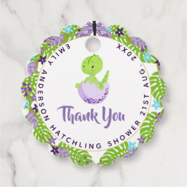 Dinosaur Hatchling Baby Dusche Lila Blue Dank Geschenkanhänger