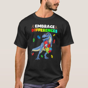 Dinosaur Herz Puzzleteil Autismus-Bewusstsein Jung T-Shirt