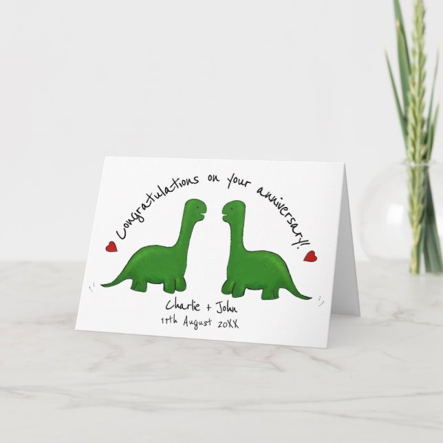 Dinosaur-Hochzeitstag Karte (Vorderseite)