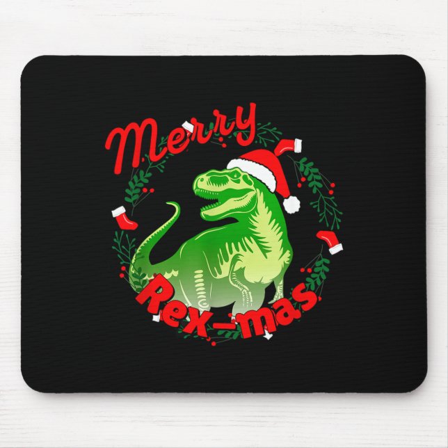 Dinosaur Holiday Merry Christmas Juric Tyrannosaur Mousepad (Vorne)
