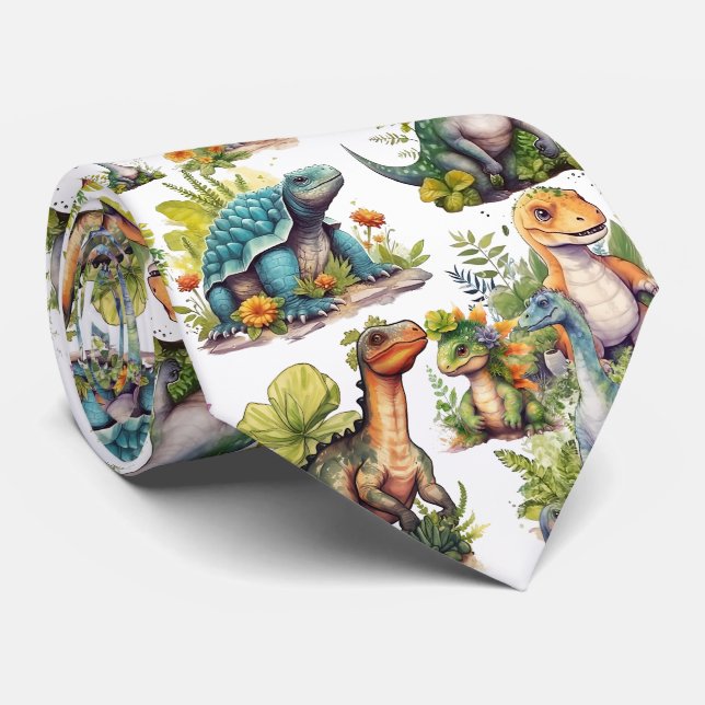 Dinosaur Illustration Krawatte (Gerollt)
