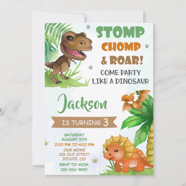 Dinosaur invitation anniversaire Dino invitation (Devant)