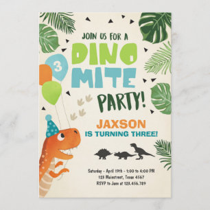 Dinosaur invitation anniversaire Dino mite T-Rex f