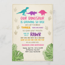 Dinosaur invitation anniversaire Fille Dinosaur fê
