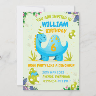 Dinosaur invitation anniversaire pour votre enfant