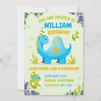 Dinosaur invitation anniversaire pour votre enfant