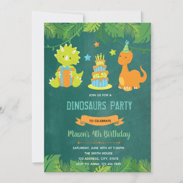 Dinosaur invitation d'anniversaire (Devant)